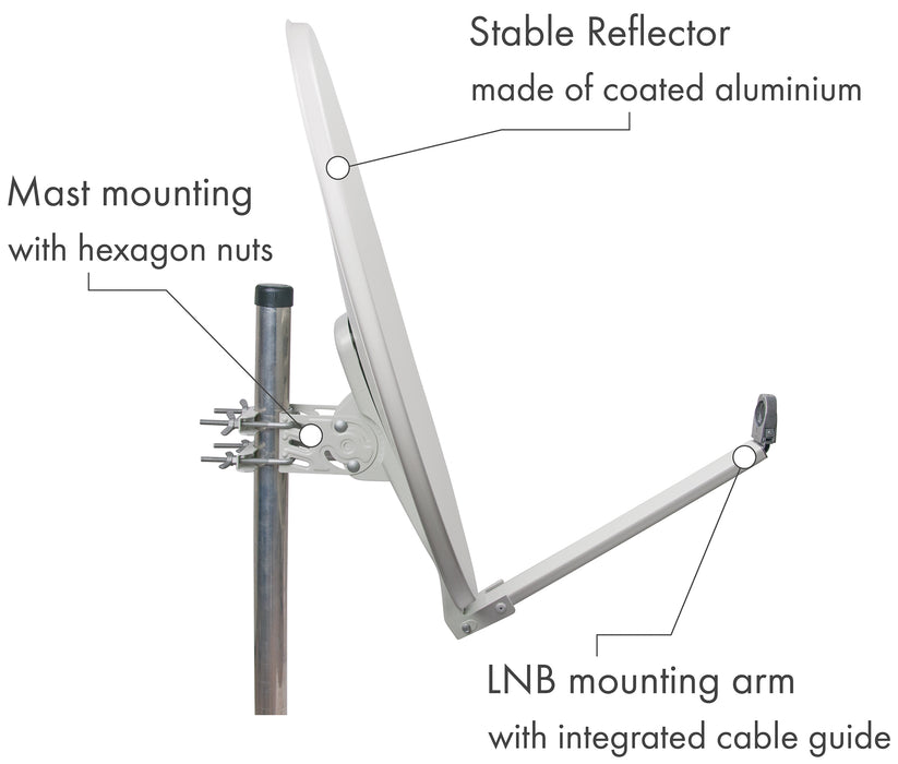 Aluminium Satellitenschüssel 80 cm Hellgrau/Rot/Anthrazit