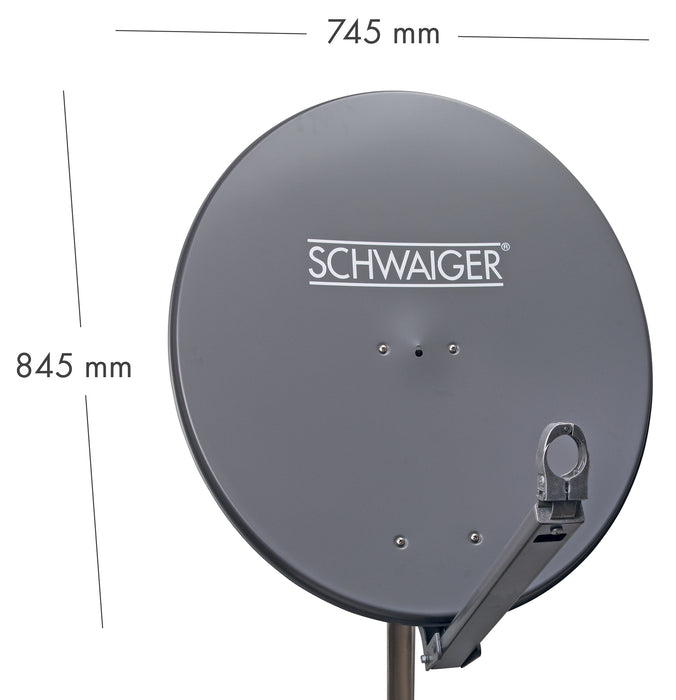 Aluminium Satellitenschüssel 80 cm Hellgrau/Rot/Anthrazit
