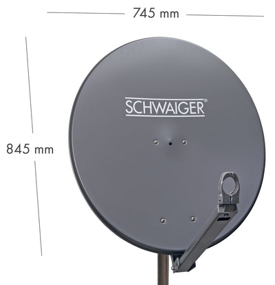 Aluminium Satellitenschüssel 80 cm vormontiert anthrazit