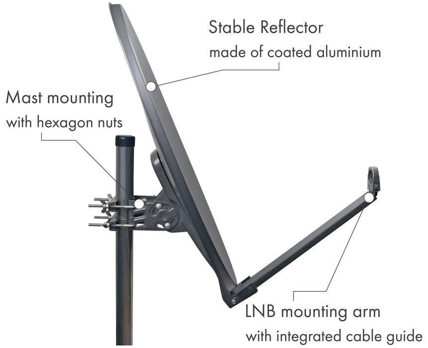 Aluminium Satellitenschüssel 80 cm Hellgrau/Rot/Anthrazit