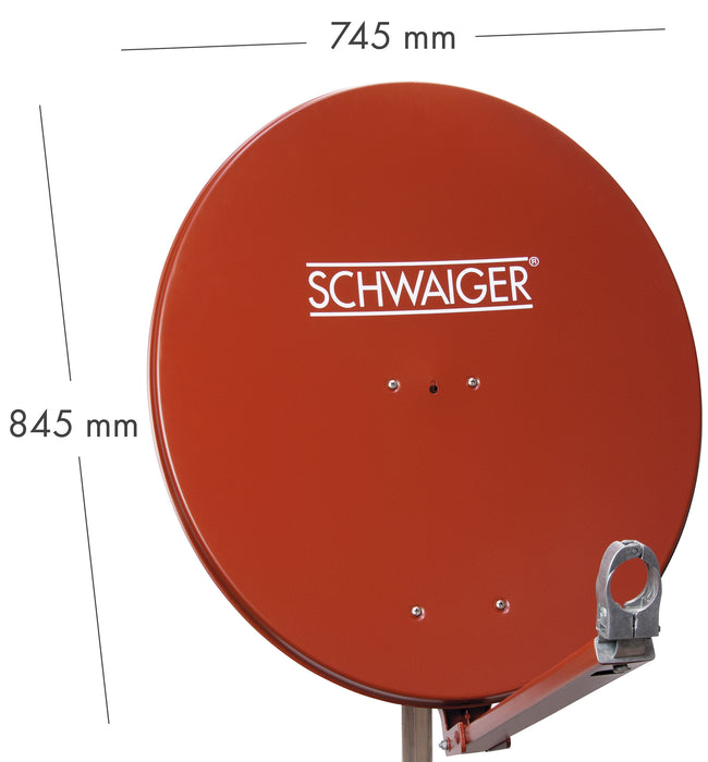 Aluminium Satellitenschüssel 80 cm Hellgrau/Rot/Anthrazit