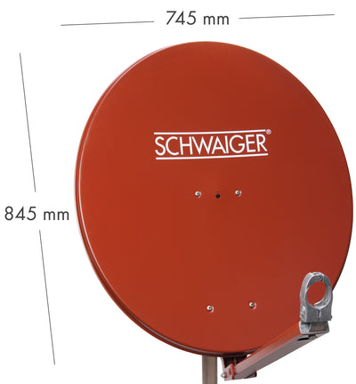 Aluminium Satellitenschüssel 80 cm vormontiert ziegelrot