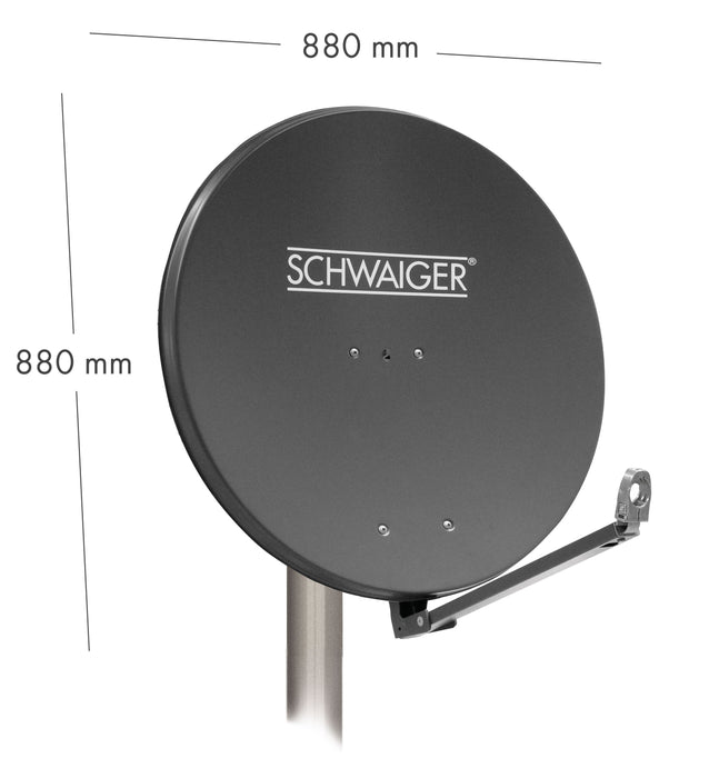 Aluminium Satellitenschüssel 88 cm Anthrazit/Hellgrau/Ziegelrot