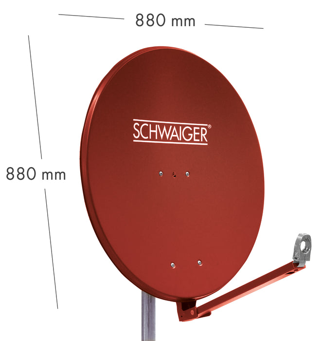 Aluminium Satellitenschüssel 88 cm Anthrazit/Hellgrau/Ziegelrot