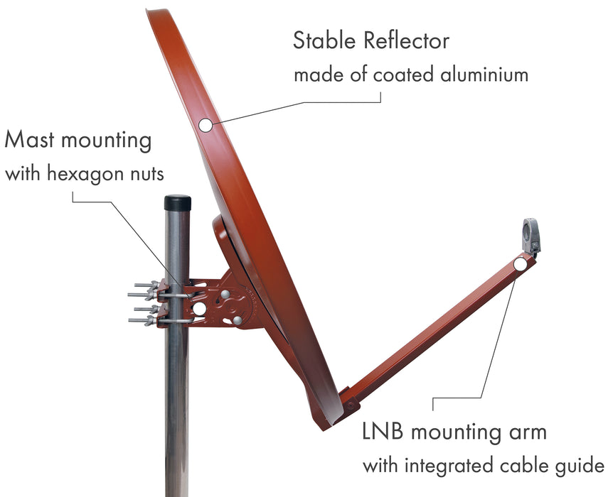Aluminium Satellitenschüssel 88 cm ziegelrot