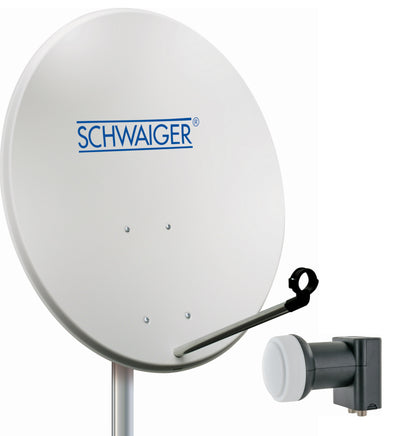 Satellitenanlage Set Weiß Stahl 72 cm mit Twin LNB