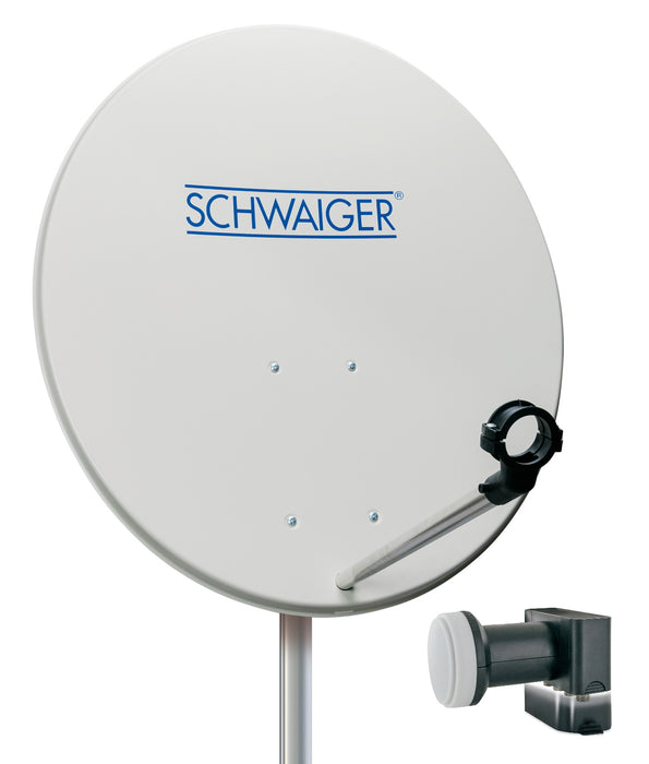 Satellitenanlage Set Hellgrau Stahl 72 cm mit Quad LNB