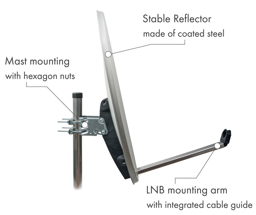 Stahl Satellitenschüssel 80 cm hellgrau