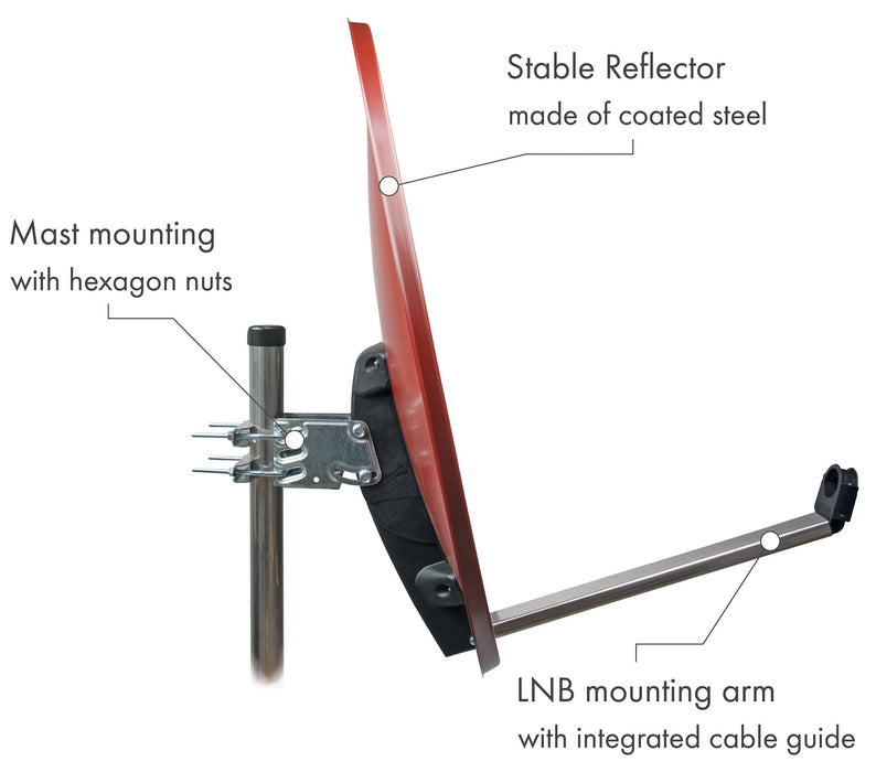 Stahl Satellitenschüssel 80 cm ziegelrot