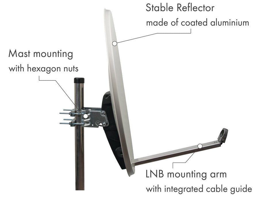 Aluminium Satellitenschüssel 80 cm hellgrau