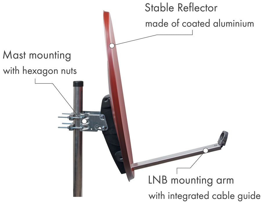 Aluminium Satellitenschüssel 80 cm ziegelrot