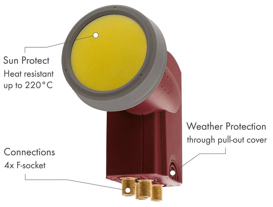 Quad LNB digital SUN PROTECT ziegelrot