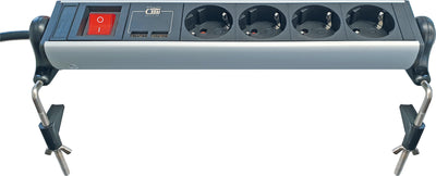 Steckdosenleiste mit Tischbefestigung 4-fach 2 USB-A Slots