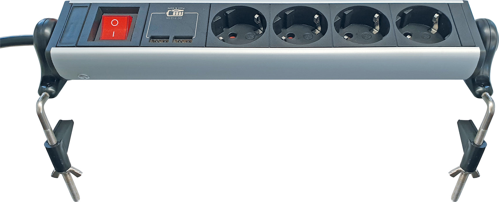 Steckdosenleiste mit Tischbefestigung 4-fach 2 USB-A Slots