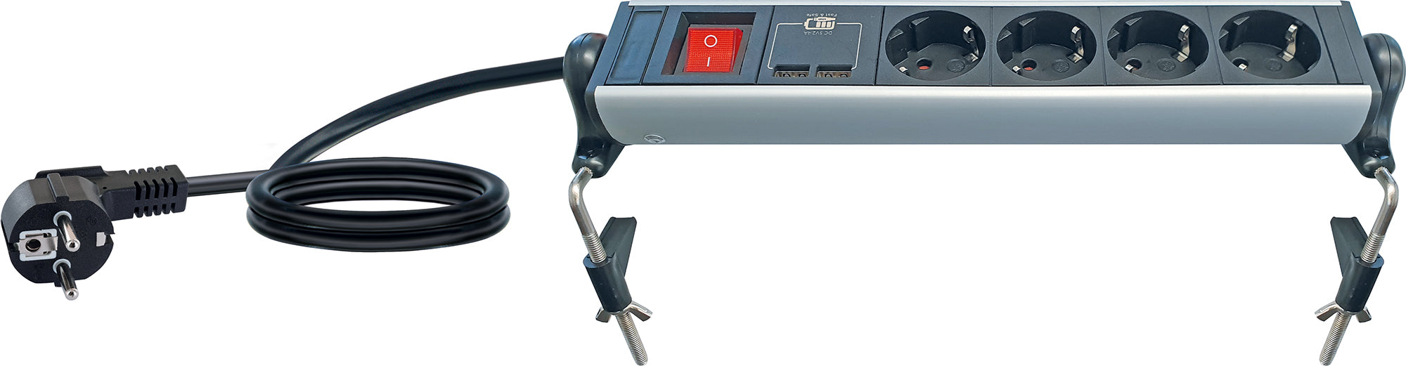 Steckdosenleiste mit Tischbefestigung 4-fach 2 USB-A Slots