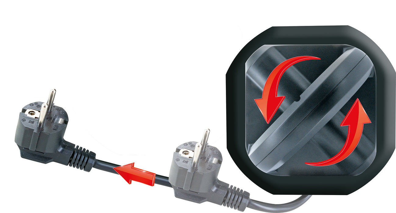 Steckdosentower 7-fach 2 USB-A Anschlüsse Kabel ausziehbar drehbar