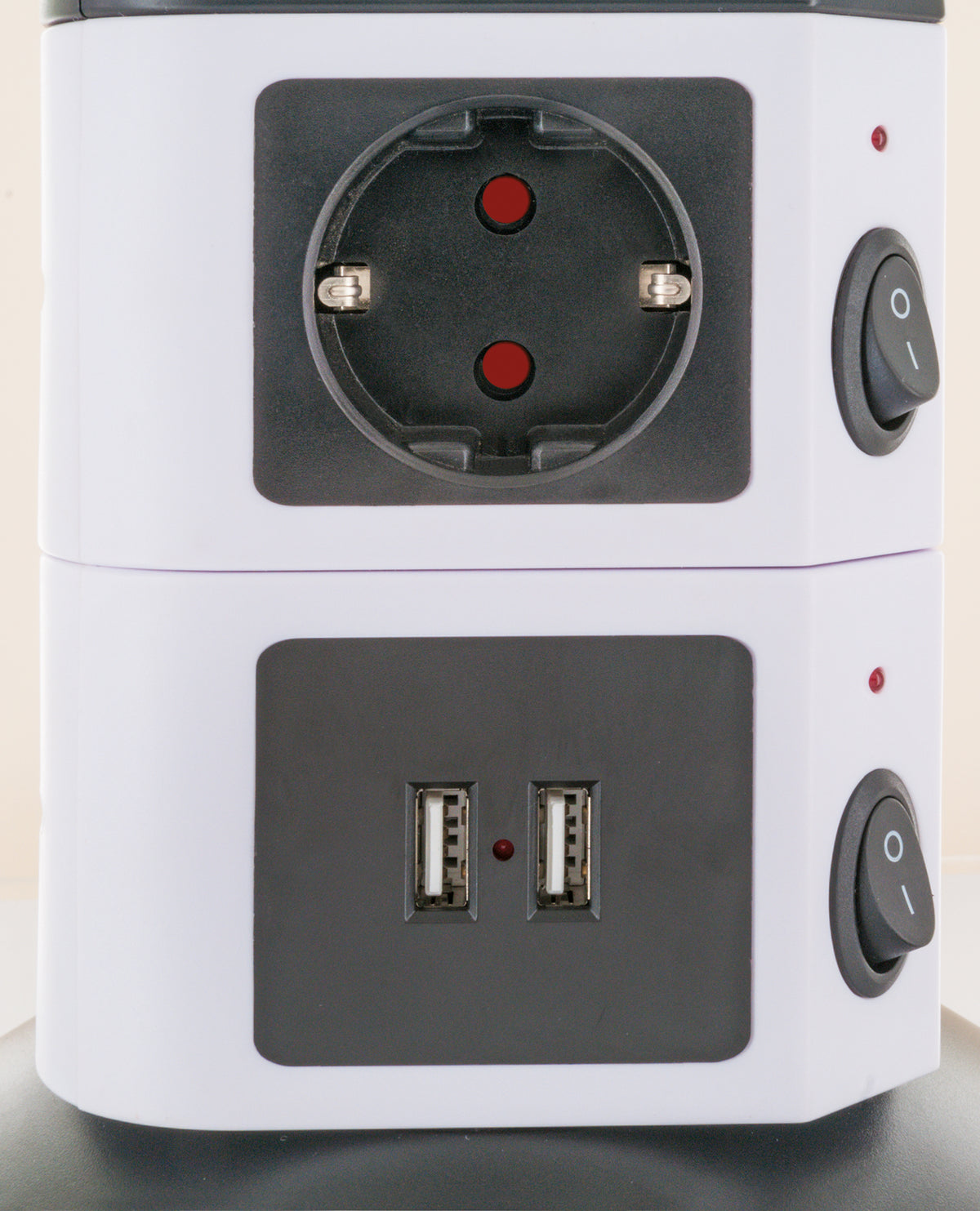 Steckdosentower 7-fach 2 USB-A Anschlüsse Kabel ausziehbar drehbar