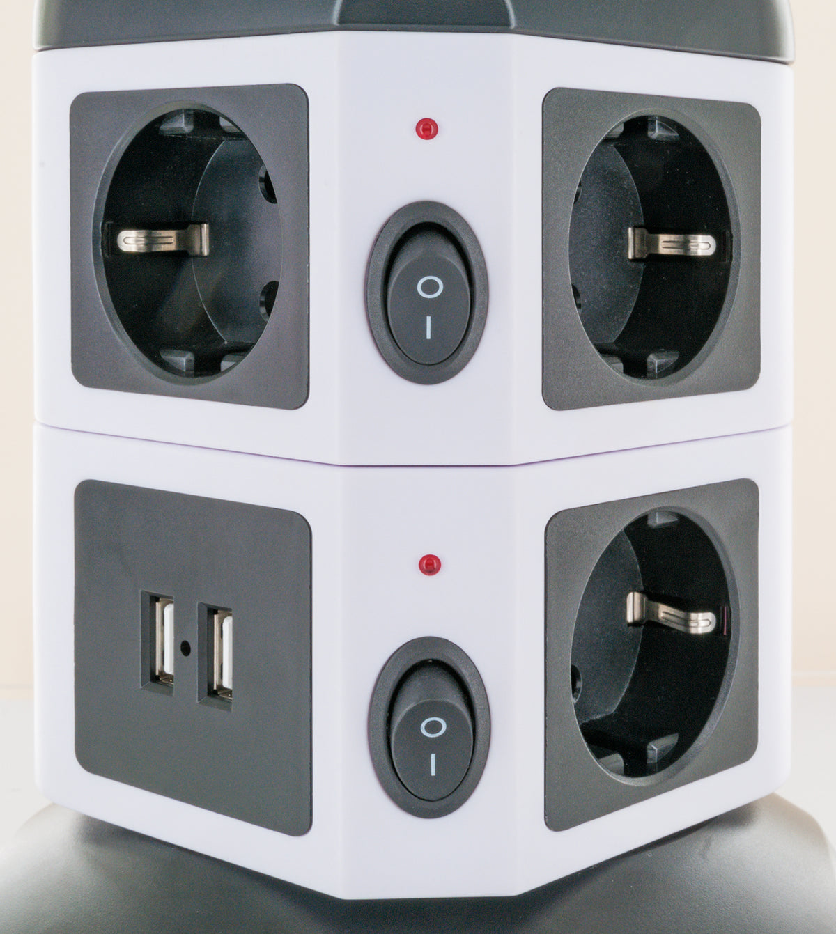 Steckdosentower 7-fach 2 USB-A Anschlüsse Kabel ausziehbar drehbar