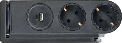 2-way table socket with USB-C/A connection