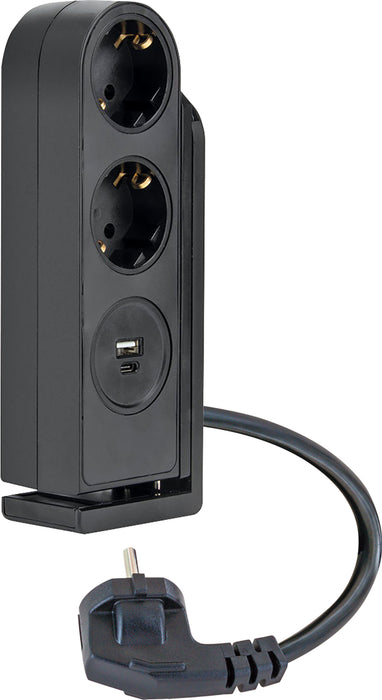 Tischsteckdose 2fach mit USB-C/A Anschluss