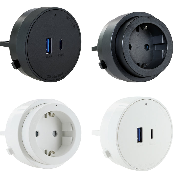 Steckdosen-/USB-Adapter für Stromschienen