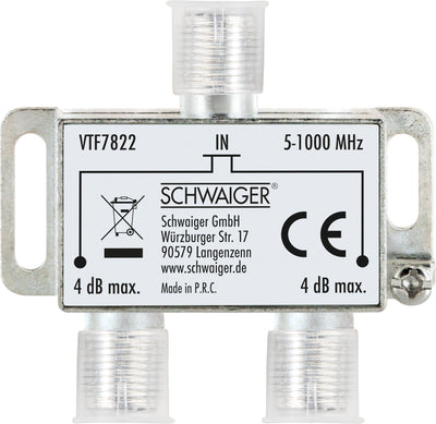 Verteiler TV 2-fach für Antennen- und Kabelanlagen 4 dB