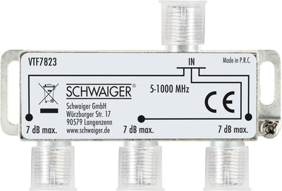 Verteiler 3-fach für Antennen- und Kabelanlagen 7 dB