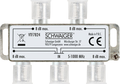 Verteiler 4-fach für Antennen- und Kabelanlagen 8 dB