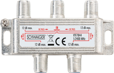 Verteiler 4-fach für SAT-, Antennen- und Kabelanlagen 12 dB