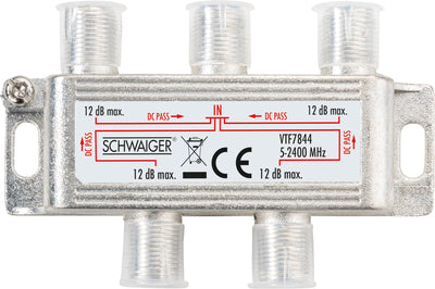 Verteiler 4-fach für SAT-, Antennen- und Kabelanlagen 12 dB