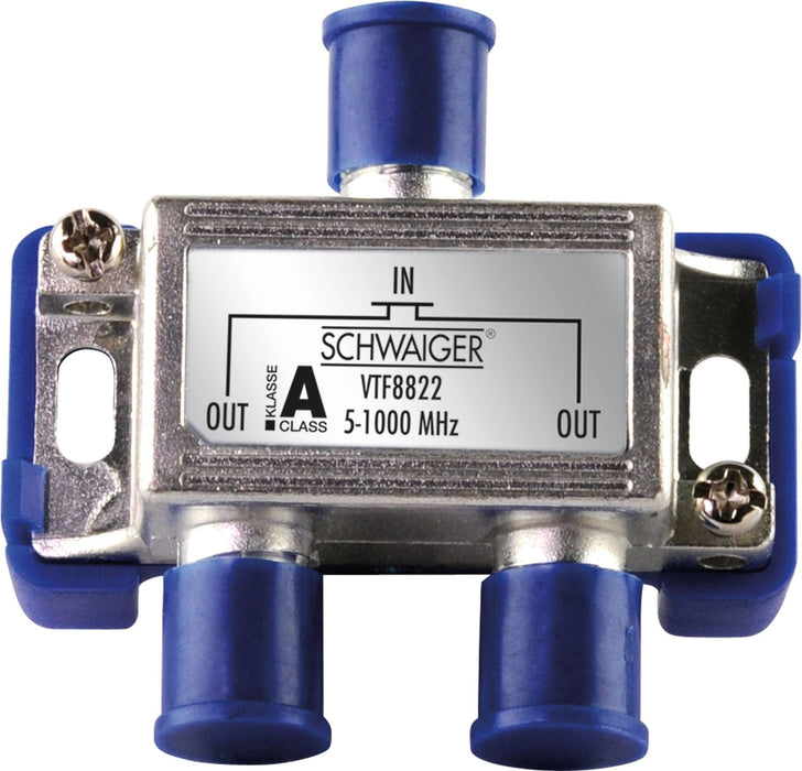Verteiler 2-fach für Antennen- und Kabelanlagen 4 dB