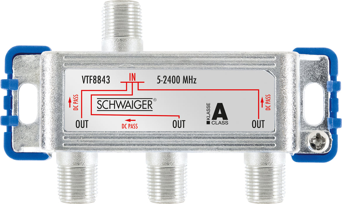 Verteiler 3-fach für SAT-, Antennen- und Kabelanlagen 8 dB
