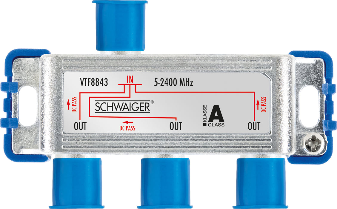 Verteiler 3-fach für SAT-, Antennen- und Kabelanlagen 8 dB