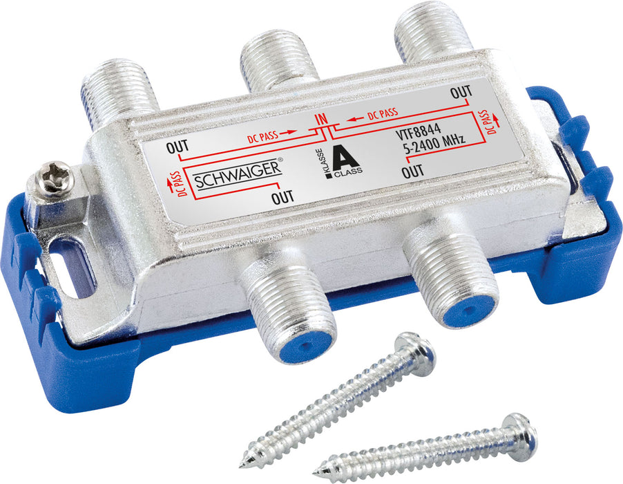 4-way distributor for satellite, antenna and cable systems 9 dB