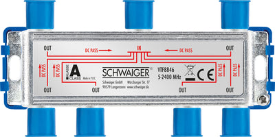 Verteiler 6-fach für SAT-, Antennen- und Kabelanlagen 14 dB