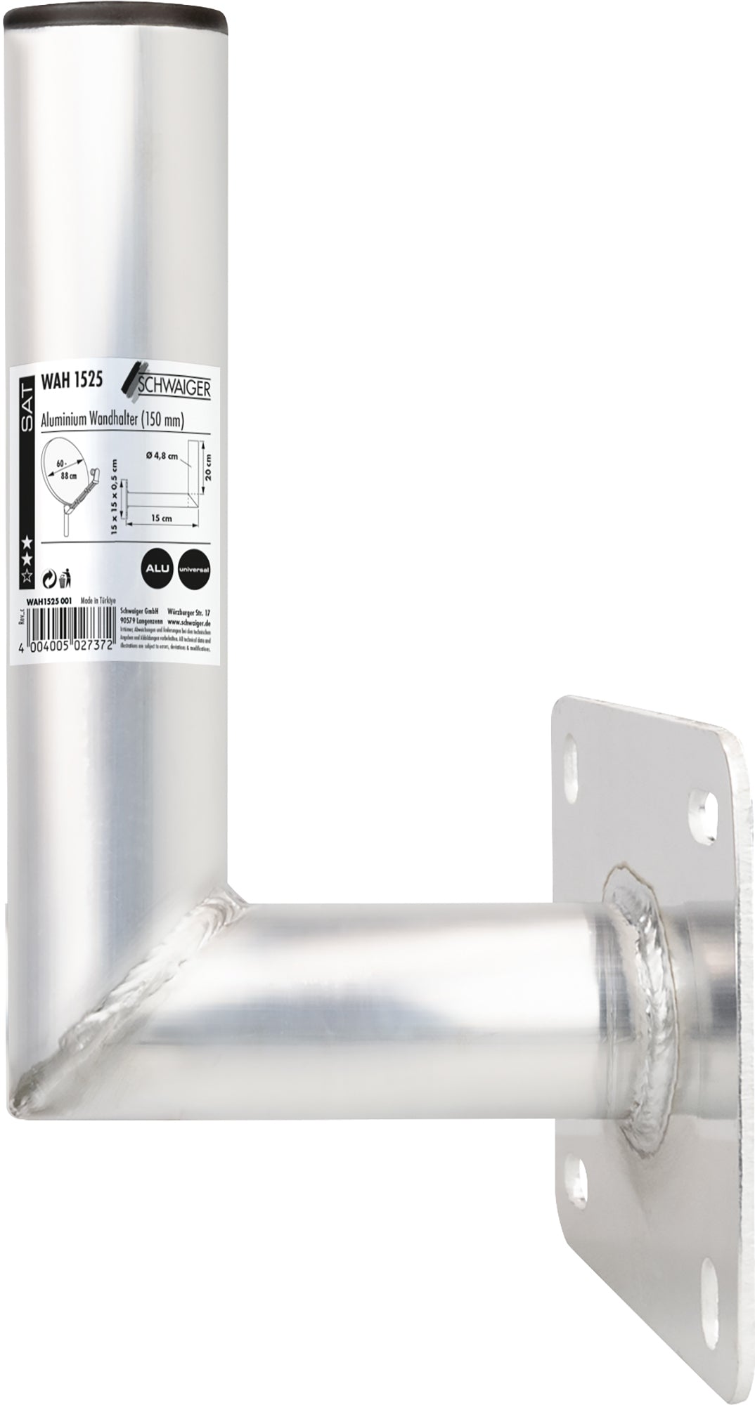 Wandhalter Aluminium Chromoptik 15 cm