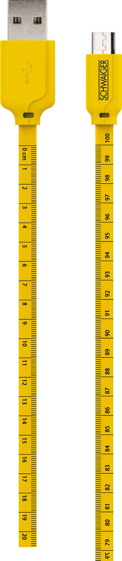 Micro USB sync & charge cable with measuring tape