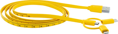 3in1-Kabel mit Maßband-Aufdruck USB-C/Lightning/Micro-USB 1,2 m