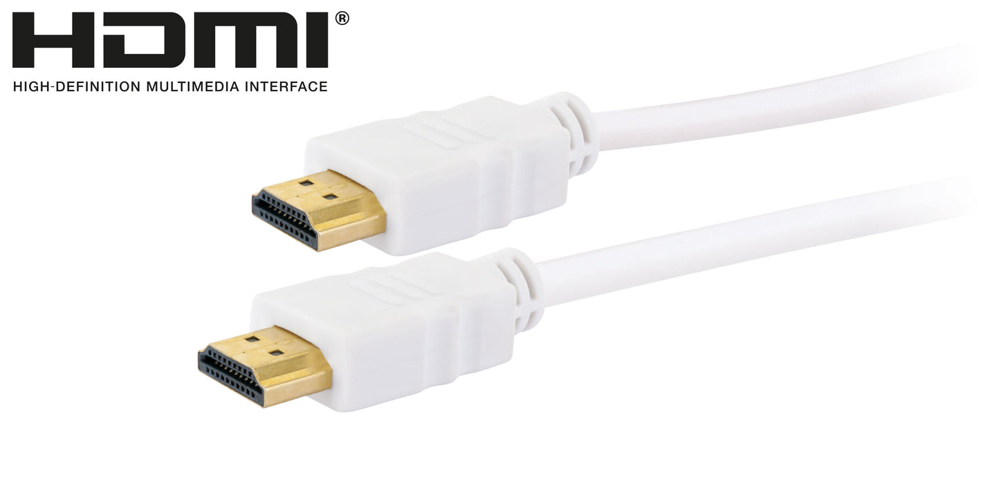 HDMI®-Kabel mit Ethernet 18 Gbit/s weiß/gold